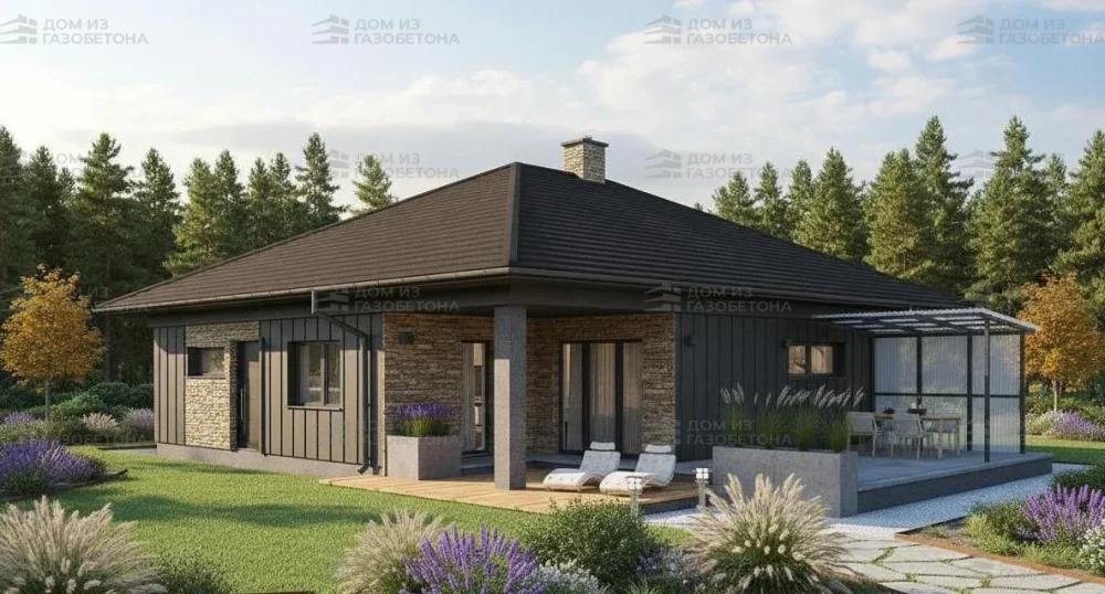 Проект Одноэтажный дом 11 на 15, 122 м2